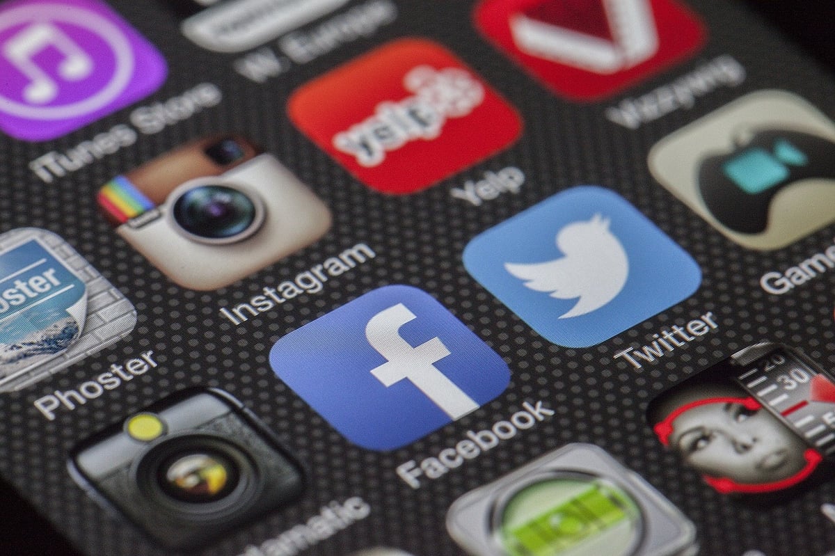 social media icons on phone
